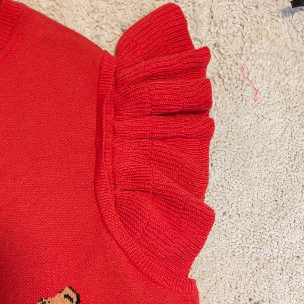 entro Woman's Red Sweater with Cheetah Design, Size L - Picture 3 of 7
